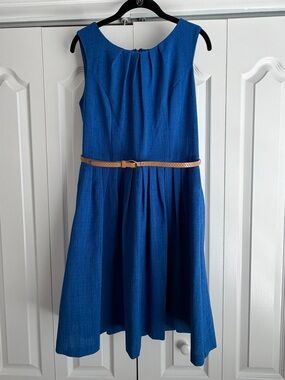 Ellen Tracy - Royal Blue Sleeveless Dress with Removable Belt
